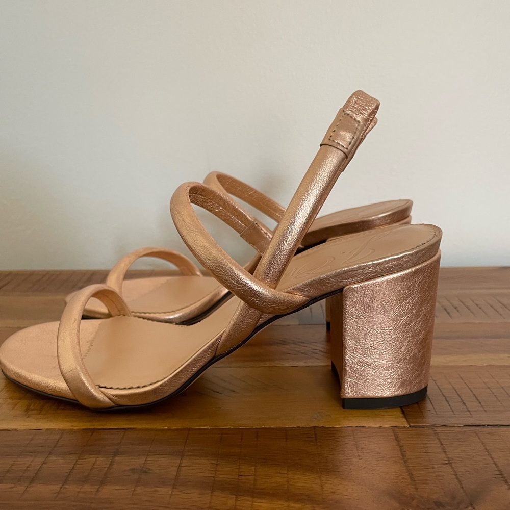 NIB J.Crew Metallic Strappy Block Heel Sandals - Picture 3 of 6